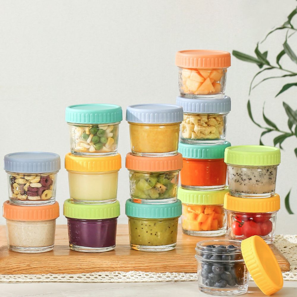 Baby Food Glass - 6pcs Glass Baby Food Jar Reusable