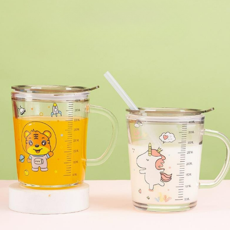 Cartoon Glass Mug with Lid Chi - Baby Food Glass recension och pris