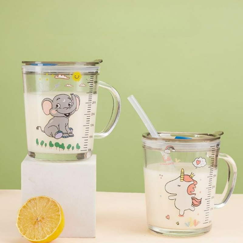 Cartoon Glass Mug with Lid Chi - Baby Food Glass recension och pris