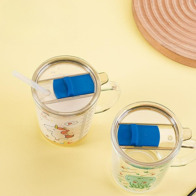 Cartoon Glass Mug with Lid Chi - Baby Food Glass recension och pris